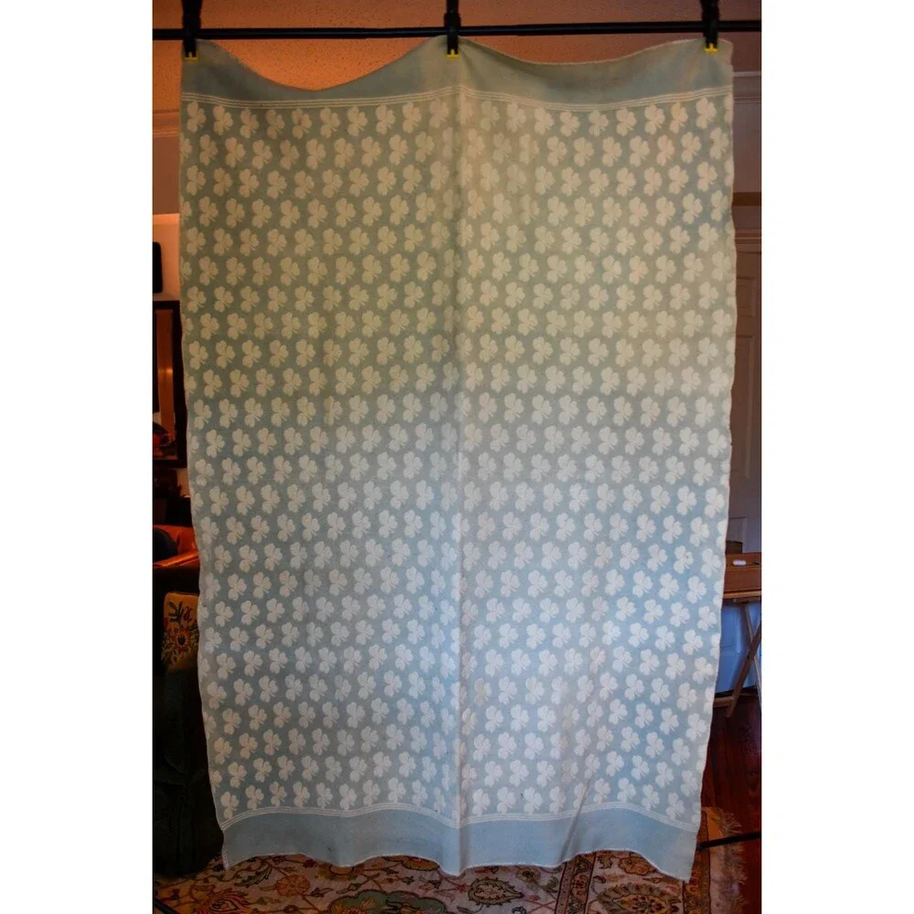 Antique Wool Camp Blanket: Double-Sided Shamrock Jacquard Weave Eleanor Stokes